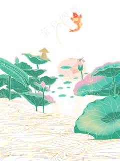 立夏荷花锦鲤垂钓梦幻夏日