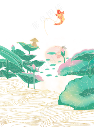 立夏荷花锦鲤垂钓梦幻夏日