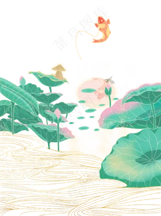 立夏荷花锦鲤垂钓梦幻夏日