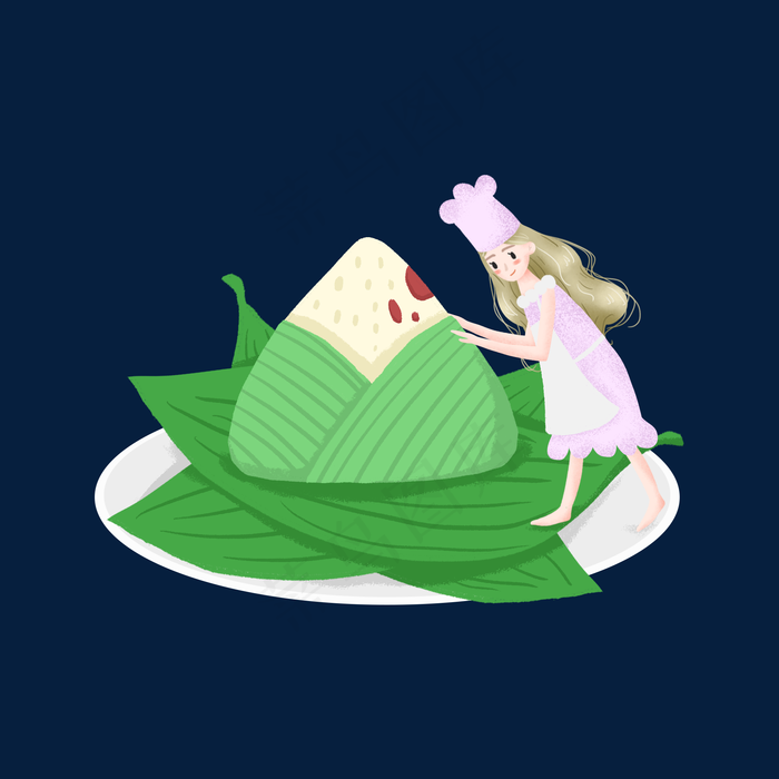 端午节包粽子的女孩