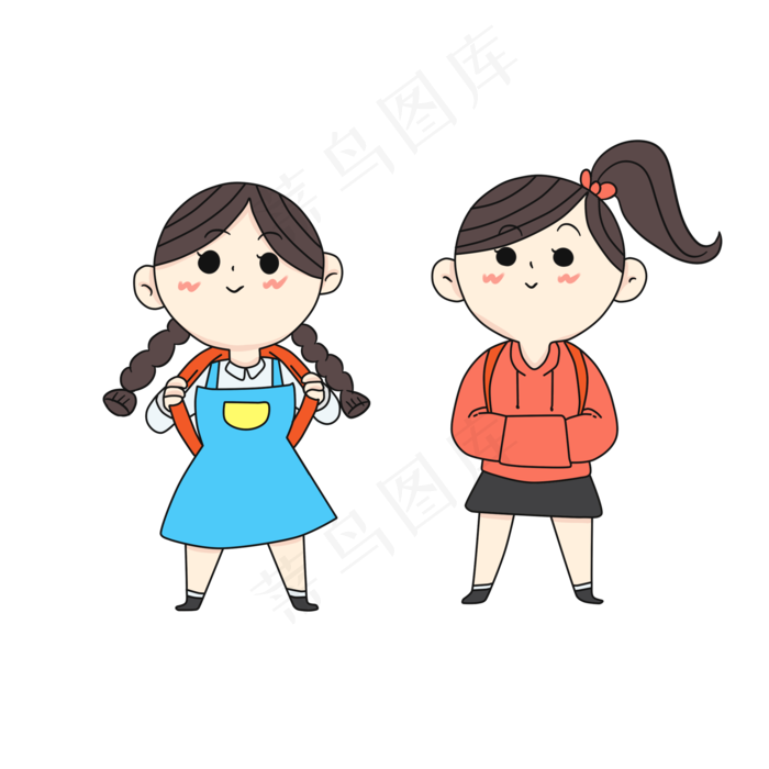 开学季卡通中小学生返校