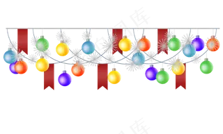 圣诞彩球彩旗挂饰,免抠元素