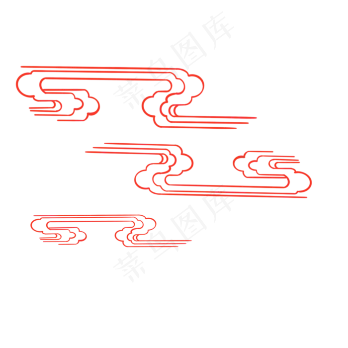 手绘中国风红色云纹免扣素材,免抠元素(2000X2000(DPI:300))psd模版下载