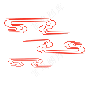 手绘中国风红色云纹免扣素材,免抠元素