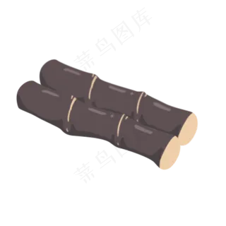 手绘卡通甘蔗透明底