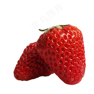 二粒新鲜的草莓免抠图