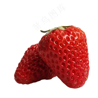 二粒新鲜的草莓免抠图