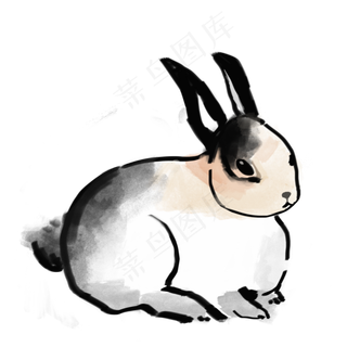 中国风水墨兔子免抠PNG素材