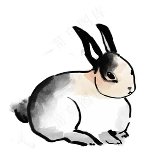 中国风水墨兔子免抠PNG素材