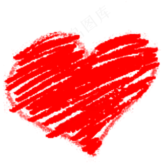 卡通红色爱心手绘线条,免抠元素
