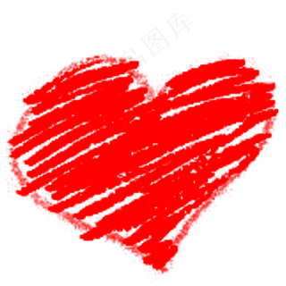 卡通红色爱心手绘线条,免抠元素