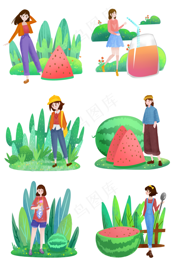 夏日户外避暑乘凉的女孩