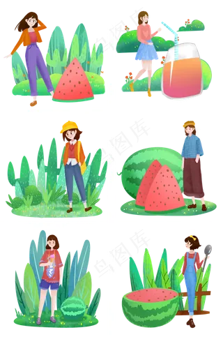 夏日户外避暑乘凉的女孩