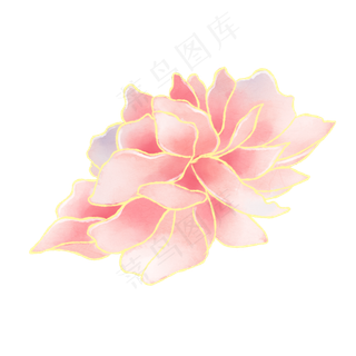 流光溢彩水彩牡丹花可商用元素