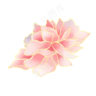 流光溢彩水彩牡丹花可商用元素