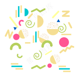 潮流几何图形孟菲斯免扣素材