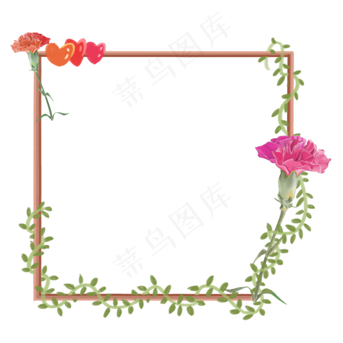 母亲节手绘康乃馨花朵边框