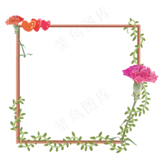 母亲节手绘康乃馨花朵边框