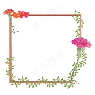 母亲节手绘康乃馨花朵边框