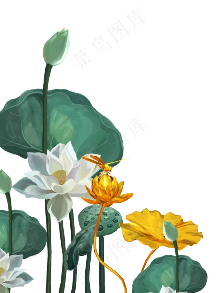 新中式荷花绿色(4724X6351(DPI:150))psd模版下载