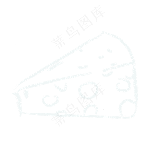 白色手绘可爱清新奶酪简笔画,免抠元素