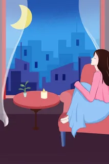 春天卡通小清新地球一小时保护地球夜晚配图