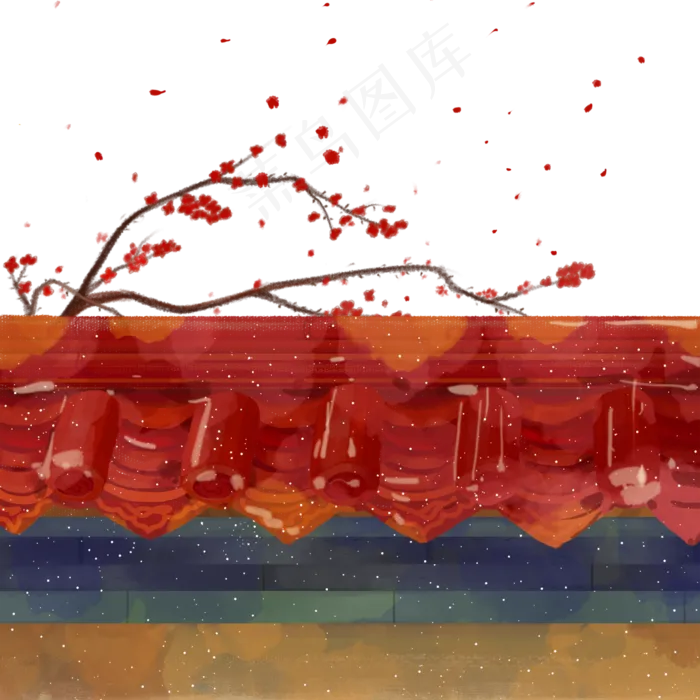 故宫梅花城墙古风素材(4724X7087(DPI:300))psd模版下载