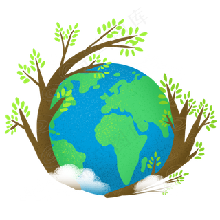 卡通世界地球日绿色地球