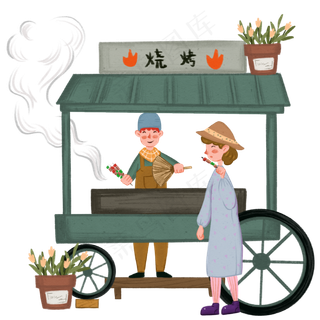 戴帽子女孩春分日吃烧烤,免抠元素