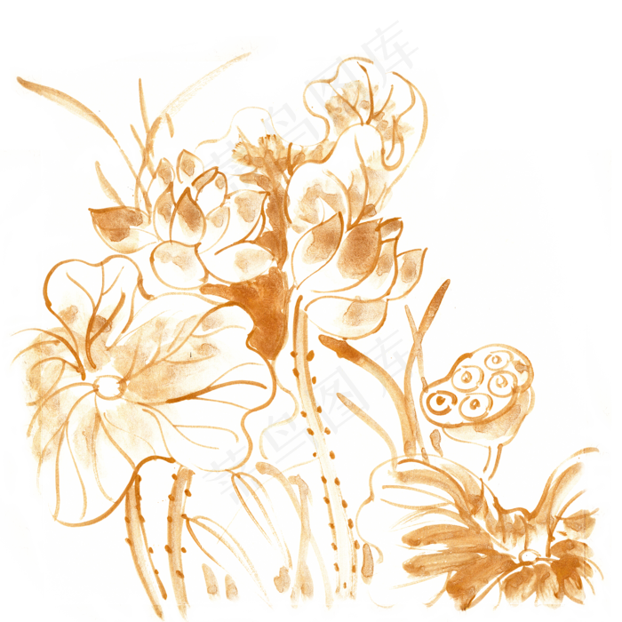 金粉荷花图(3543X4724(DPI:150))psd模版下载