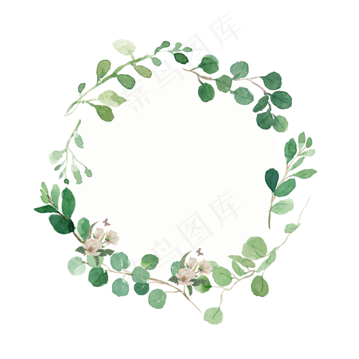 水彩花卉植物边框素材(2000X2000(DPI:300))psd模版下载