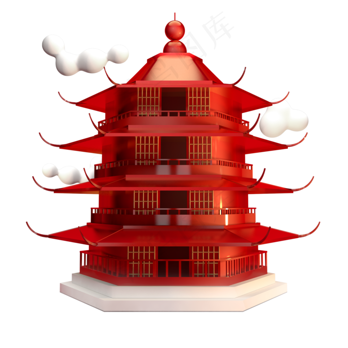 立体古风寺庙(2000X2000(DPI:300))psd模版下载