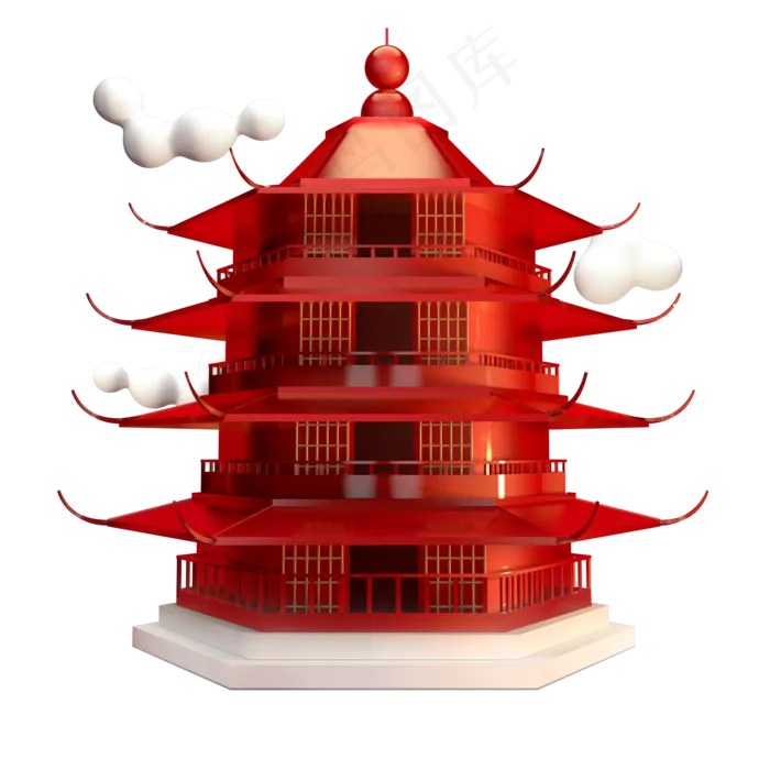 立体古风寺庙(2000X2000(DPI:300))psd模版下载