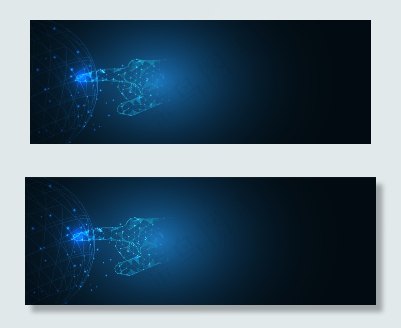 蓝色商务科技地球线条banner背景