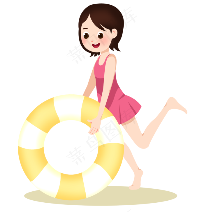 夏至拿游泳圈的女孩