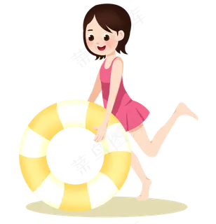 夏至拿游泳圈的女孩