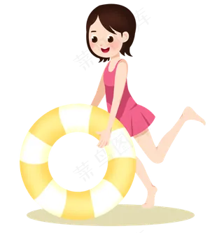 夏至拿游泳圈的女孩