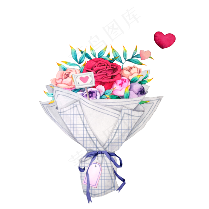 2.14情人节小清新水彩玫瑰花