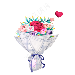 2.14情人节小清新水彩玫瑰花