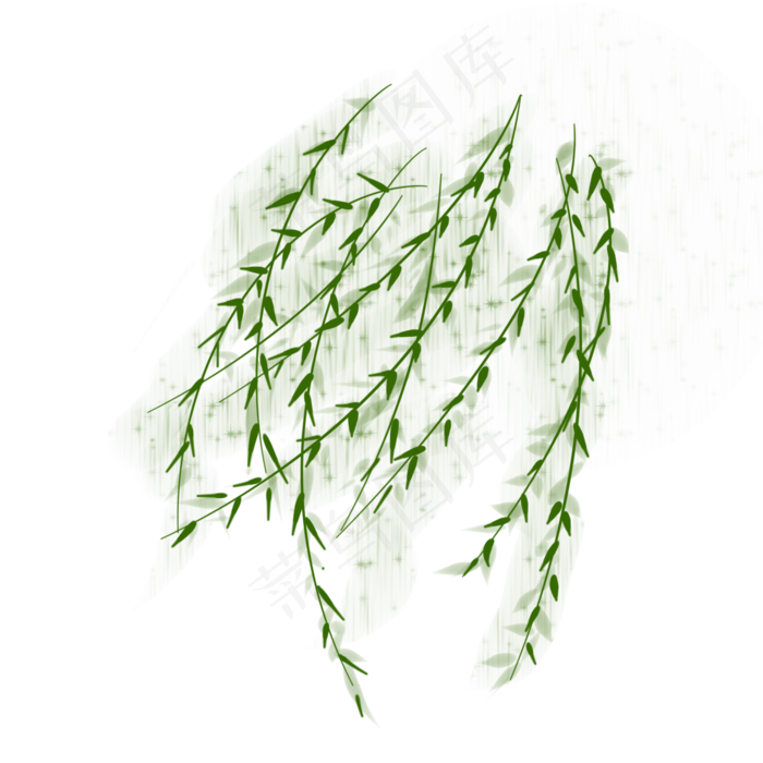 柳树飘春天到手绘装饰,免抠元素(3000X3000(DPI:299))psd模版下载