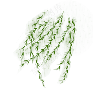 柳树飘春天到手绘装饰,免抠元素