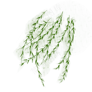 柳树飘春天到手绘装饰,免抠元素