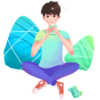 吃粽子的小男孩