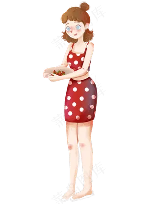 扁平风格手绘卡通可爱草莓果盘插