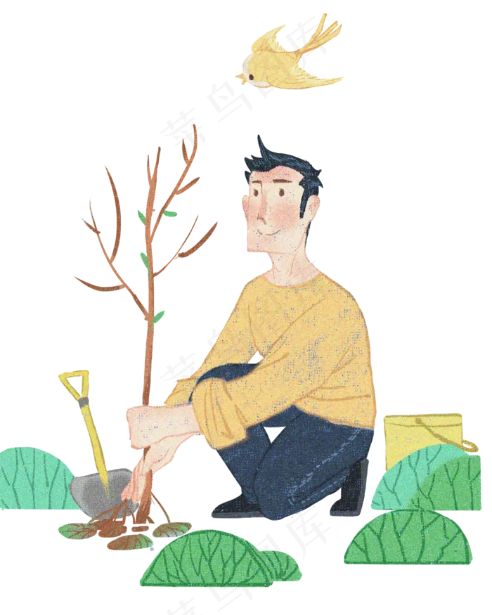 植树节人物和树木