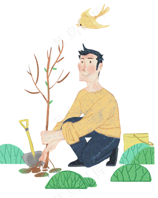 植树节人物和树木