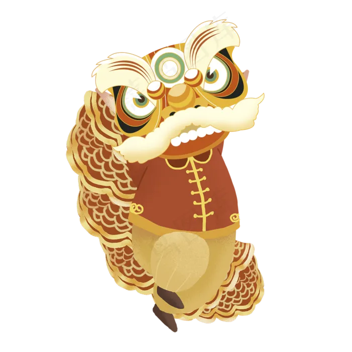 新年红色舞狮,免抠元素(4724X4724(DPI:300))
