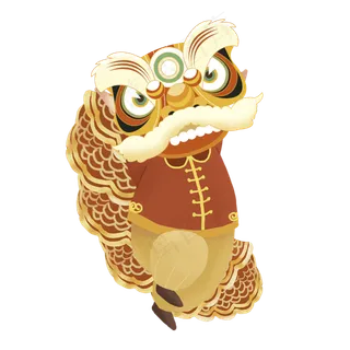 新年红色舞狮,免抠元素