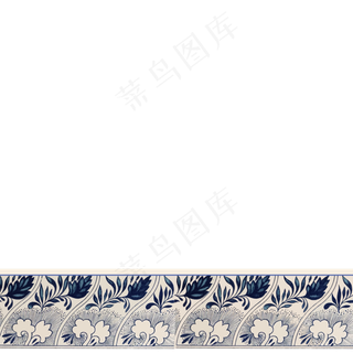 中国青花瓷手绘装饰边框雅致,免抠元素