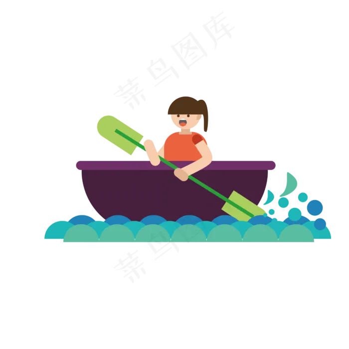 端午节划船小女孩(2835*2835px 300 dpi )ai矢量模版下载